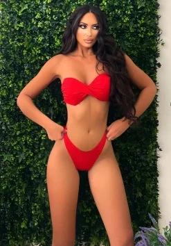 Outlet Bikini tre pezzi rosso in velo Bikini|Bikini