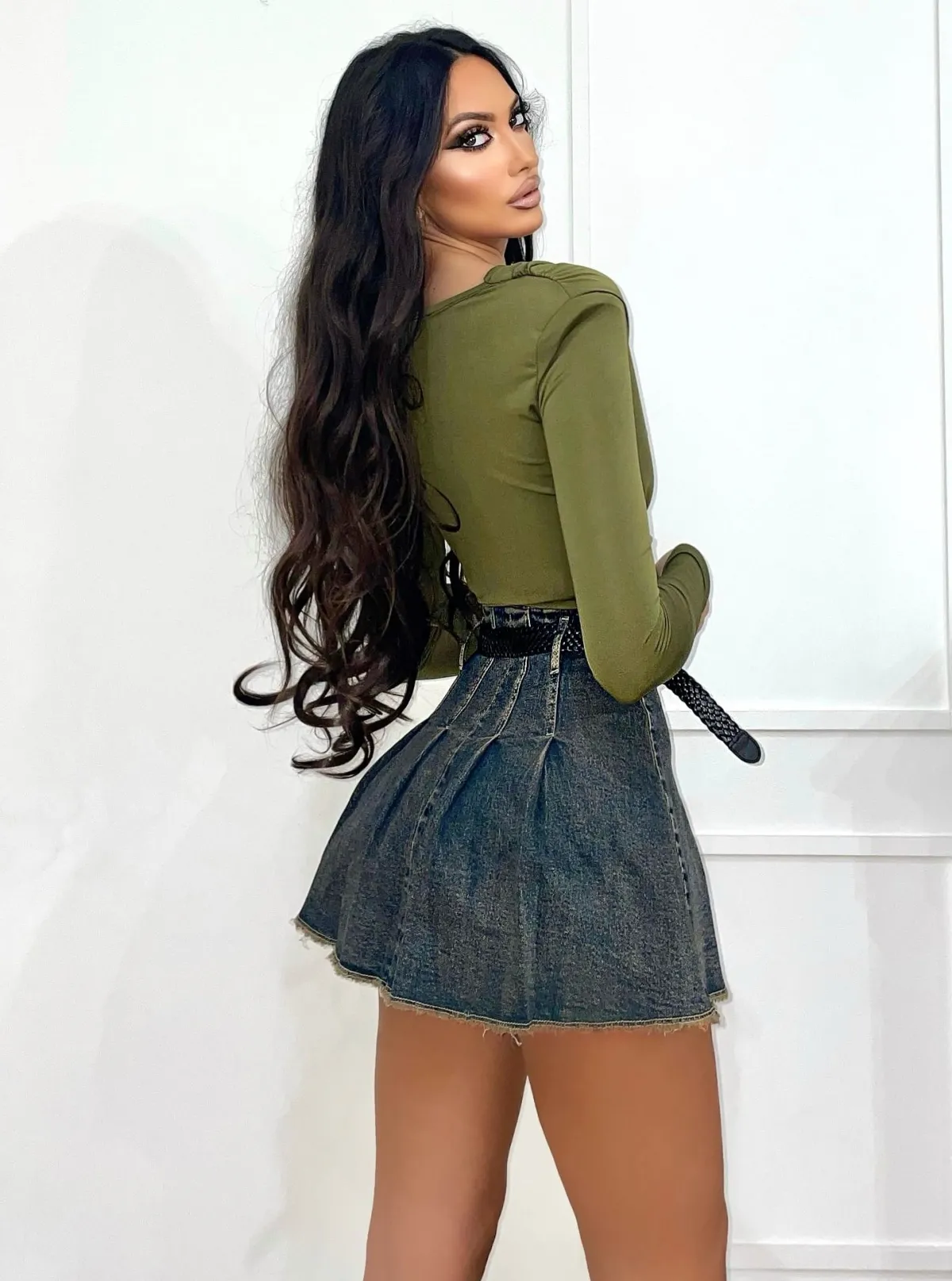 New Body verde militare con scollo Gonne|Body