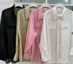 New Camicia con perline e pizzo Bluse & Top