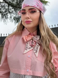 New Camicia rosa con pizzo bianco Bluse & Top
