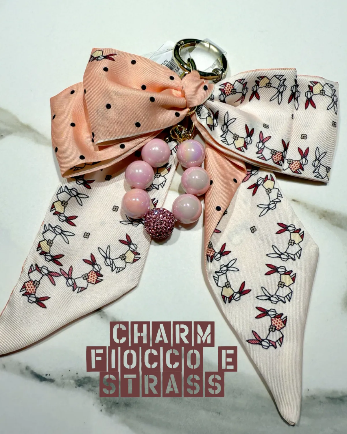 Online Charm per borsa fiocco rosa Charm Per Borse
