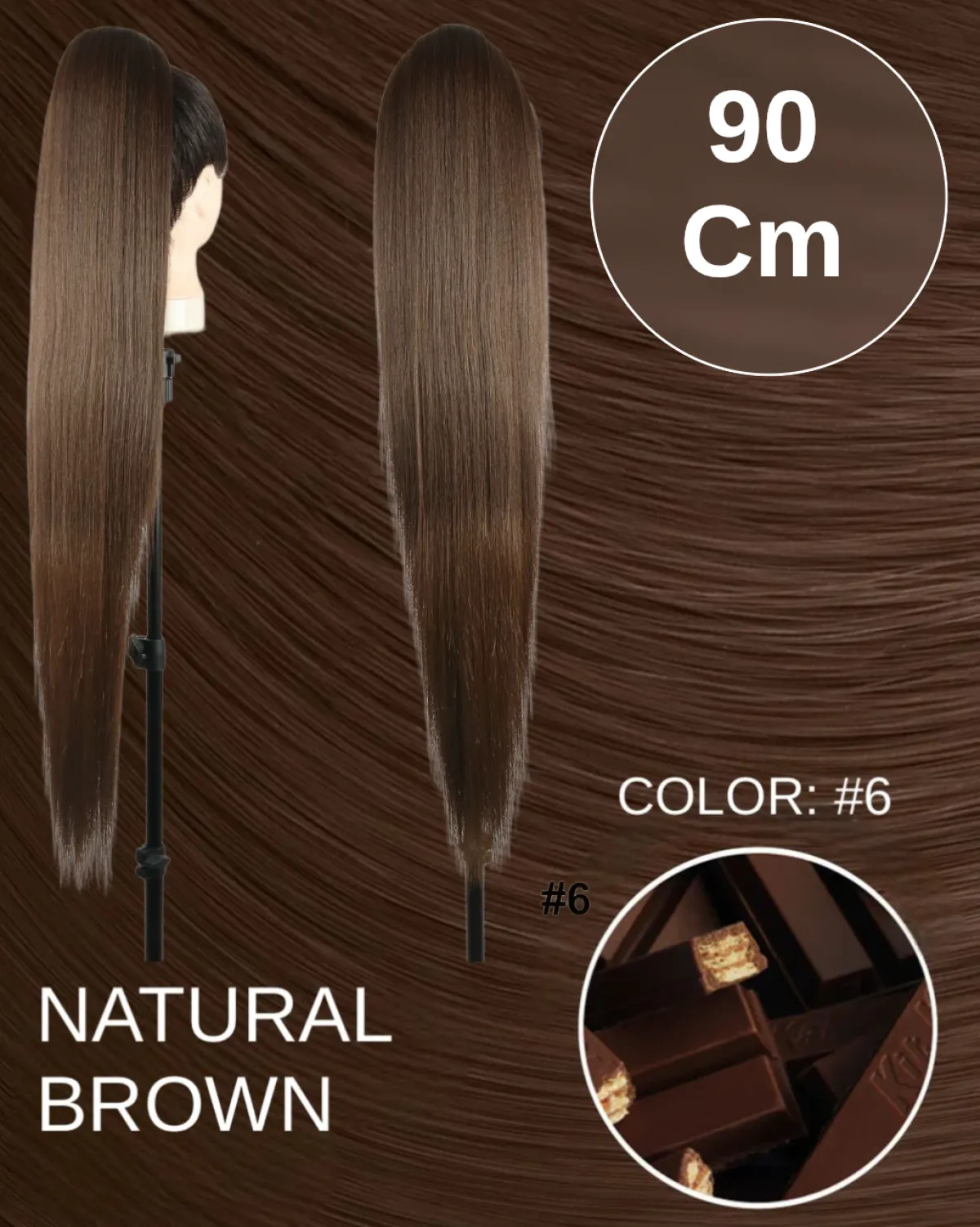 New Coda #6 extra long 90cm liscia con Coulisse castano naturale #6 Code Basi Castane
