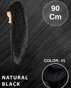 Fashion Coda effetto bagnato riccio con Coulisse Nero 90cm Code Basi Nere