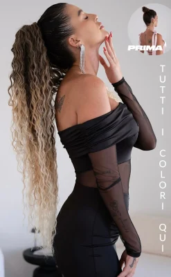 Sale Coda extra long 90cm Riccia con Coulisse vari colori Code Per Bionde|Code Basi Castane
