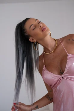Discount Coda liscia con Coulisse Nero/Grigio Degradè Code Basi Nere