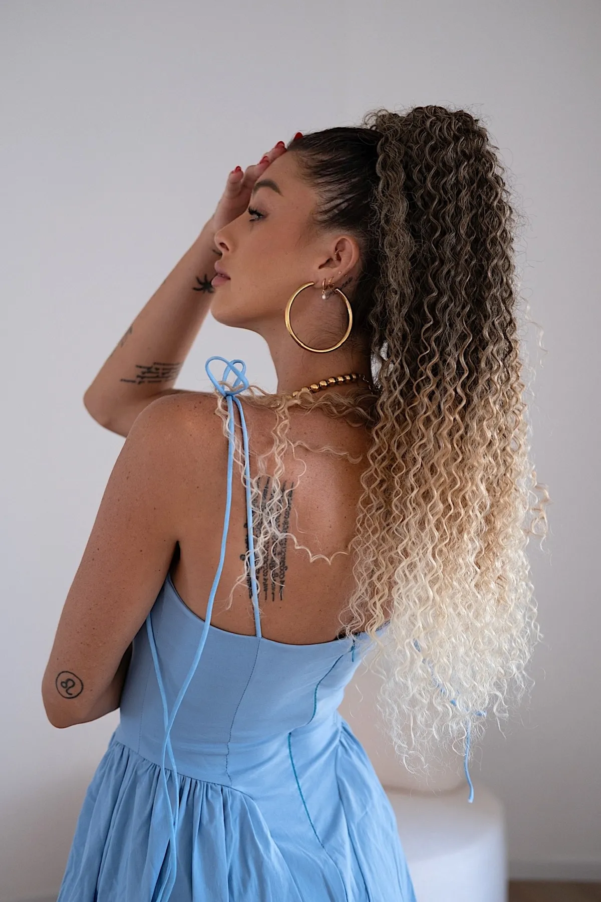 Sale Coda #t2/27/613 Riccio afro con coulisse bionda degradè Code Per Bionde|Code Basi Castane