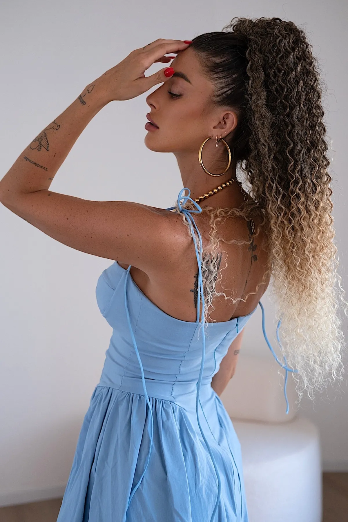 Sale Coda #t2/27/613 Riccio afro con coulisse bionda degradè Code Per Bionde|Code Basi Castane