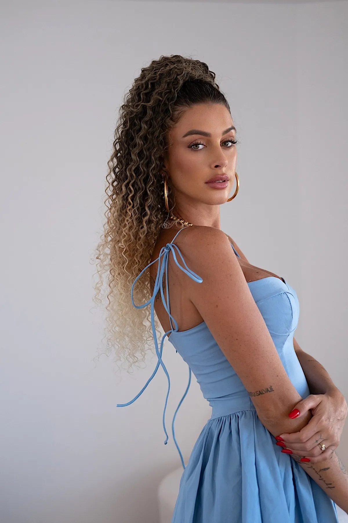 Sale Coda #t2/27/613 Riccio afro con coulisse bionda degradè Code Per Bionde|Code Basi Castane