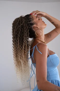 Sale Coda #t2/27/613 Riccio afro con coulisse bionda degradè Code Per Bionde|Code Basi Castane