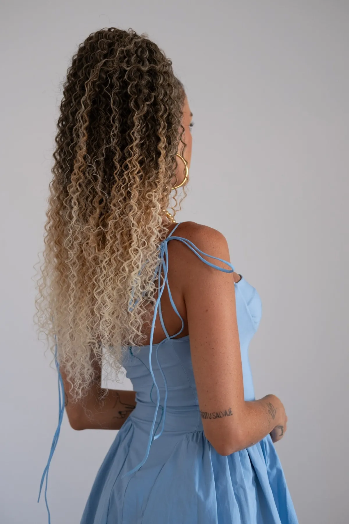 Sale Coda #t2/27/613 Riccio afro con coulisse bionda degradè Code Per Bionde|Code Basi Castane