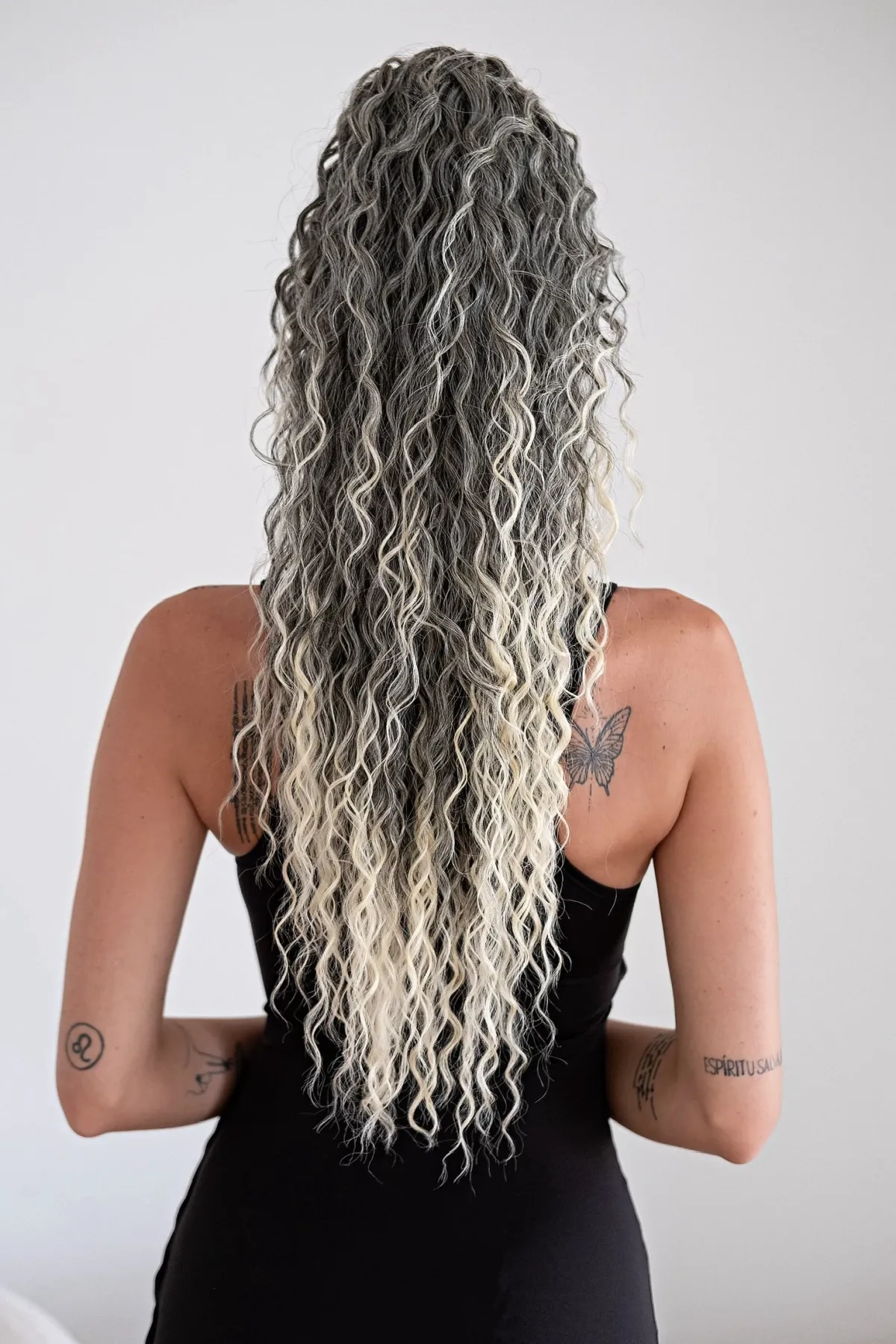 Fashion Coda #t1b-613 riccia con Coulisse Nero/Platino Degradè Code Basi Nere|Code Per Bionde