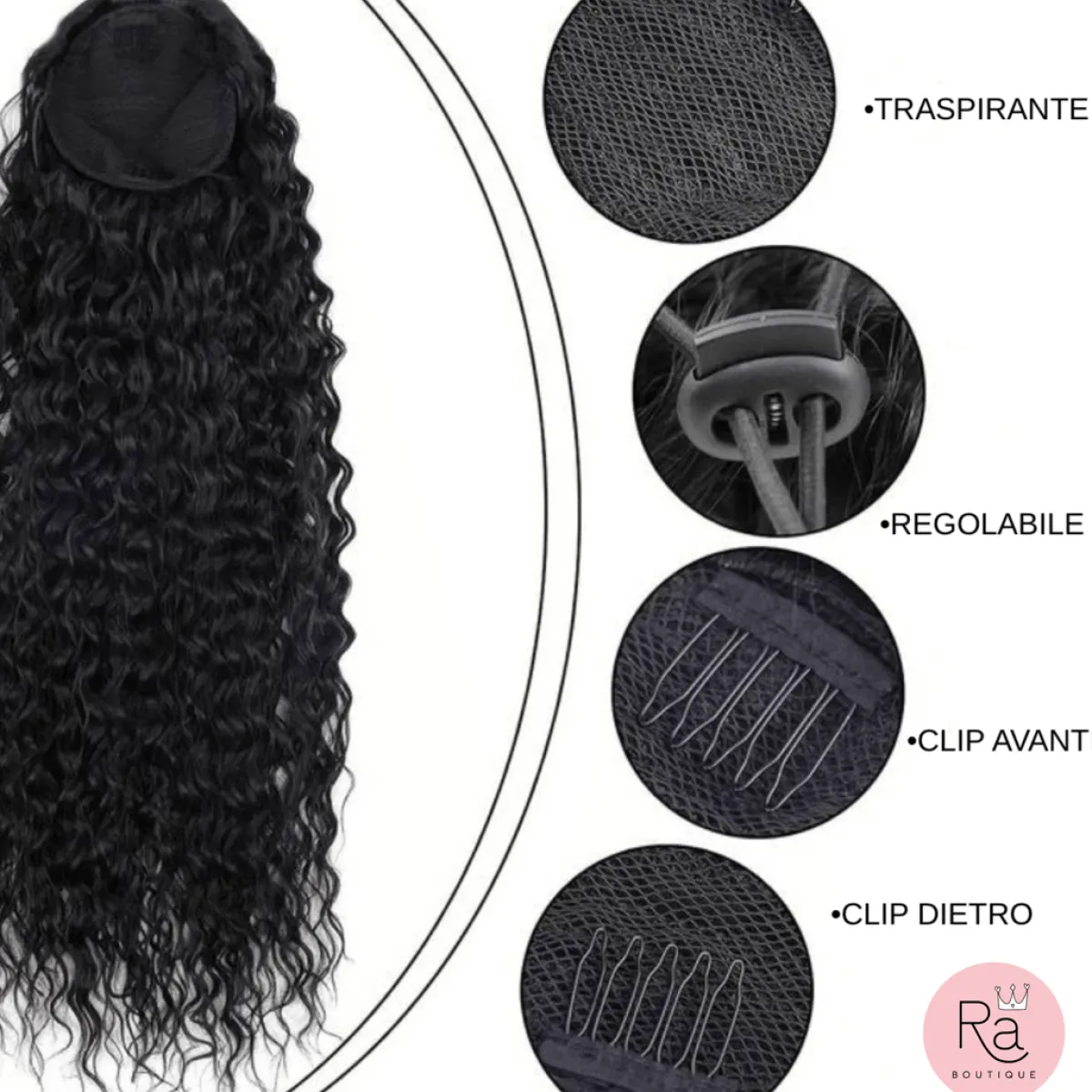 Fashion Coda #t1b-613 riccia con Coulisse Nero/Platino Degradè Code Basi Nere|Code Per Bionde
