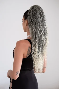 Fashion Coda #t1b-613 riccia con Coulisse Nero/Platino Degradè Code Basi Nere|Code Per Bionde
