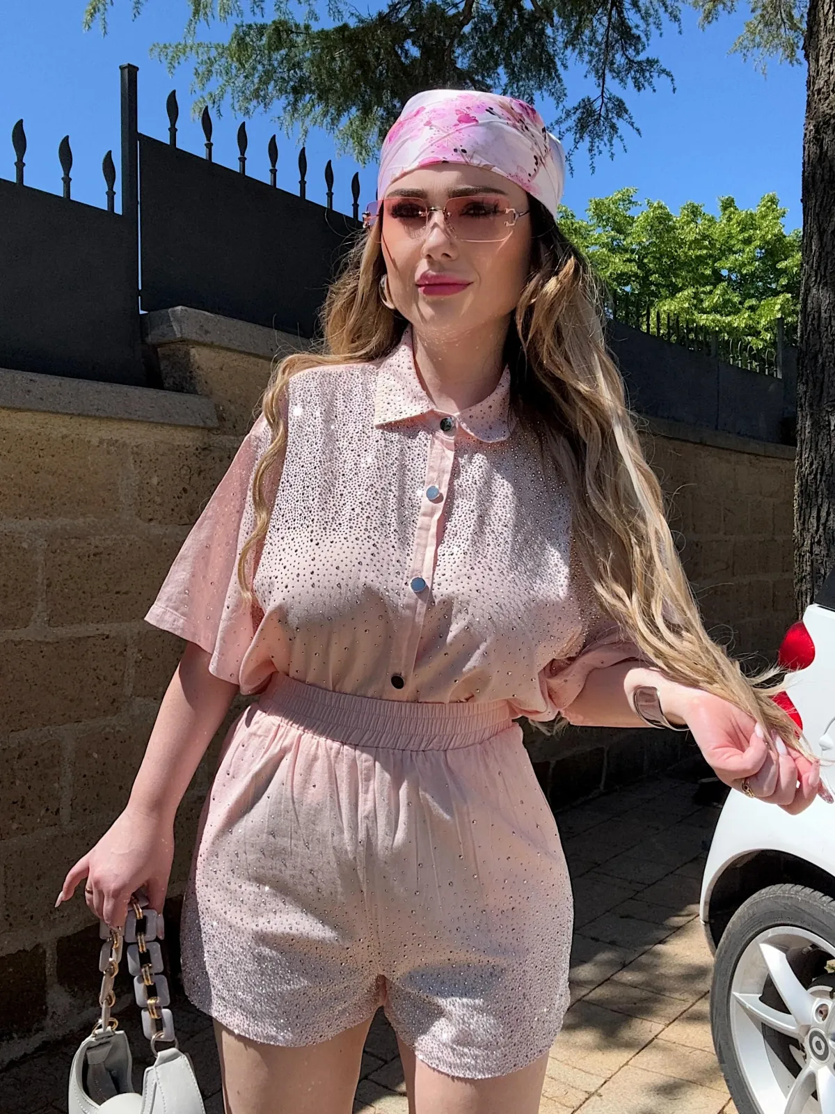 Fashion Completo camicia e short con strass Completi & Tute