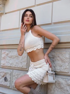 Best Completo crochet top e gonna panna Completi & Tute