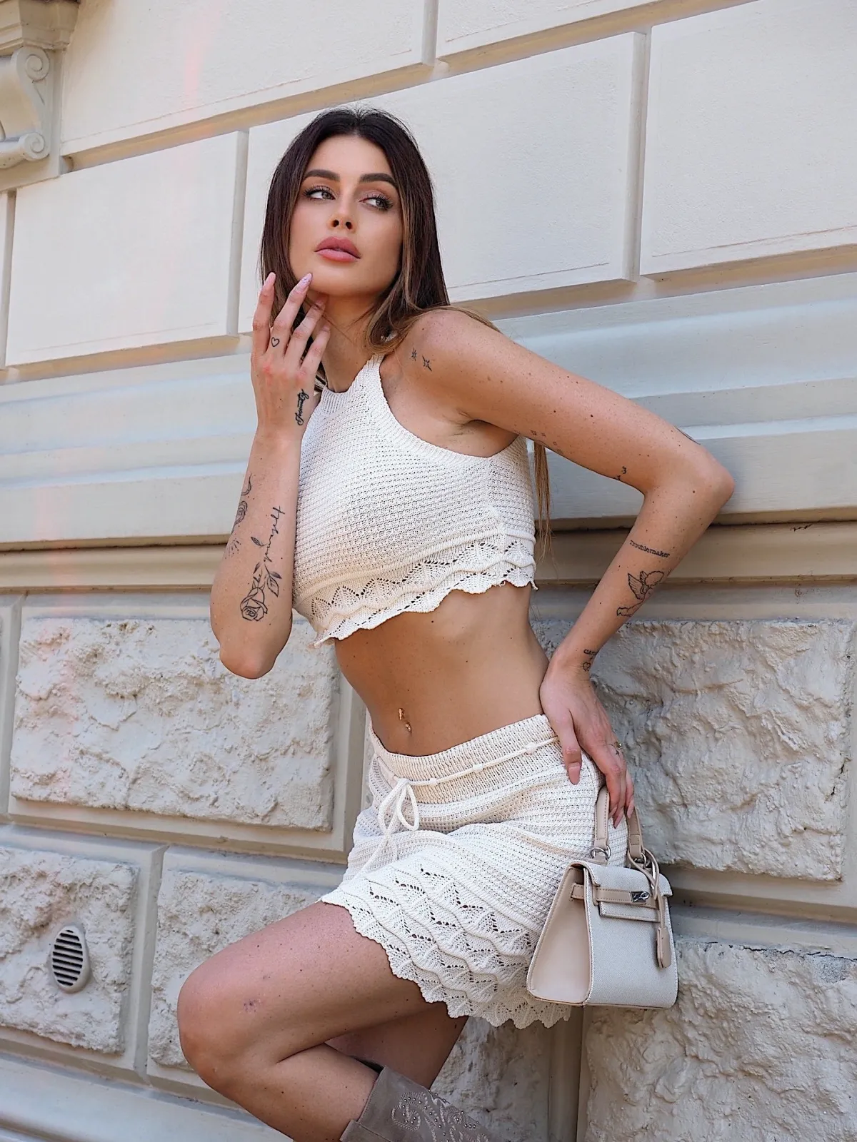 Best Completo crochet top e gonna panna Completi & Tute