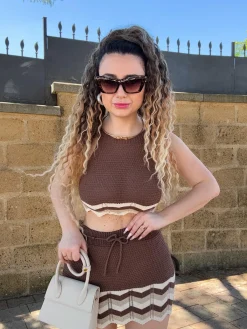 Sale Completo crochet top e gonna Choco e oro Completi & Tute