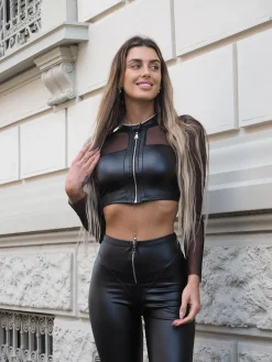 Clearance Completo due pezzi in ecopelle Pantaloni|Bluse & Top