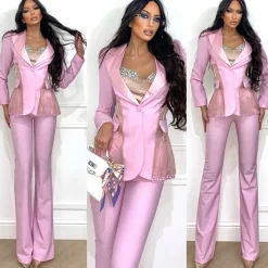 Discount Completo giacca bustier e pantalone rosa Completi & Tute