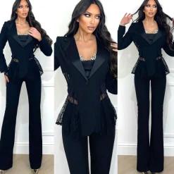Clearance Completo giacca bustier e pantalone nero Completi & Tute