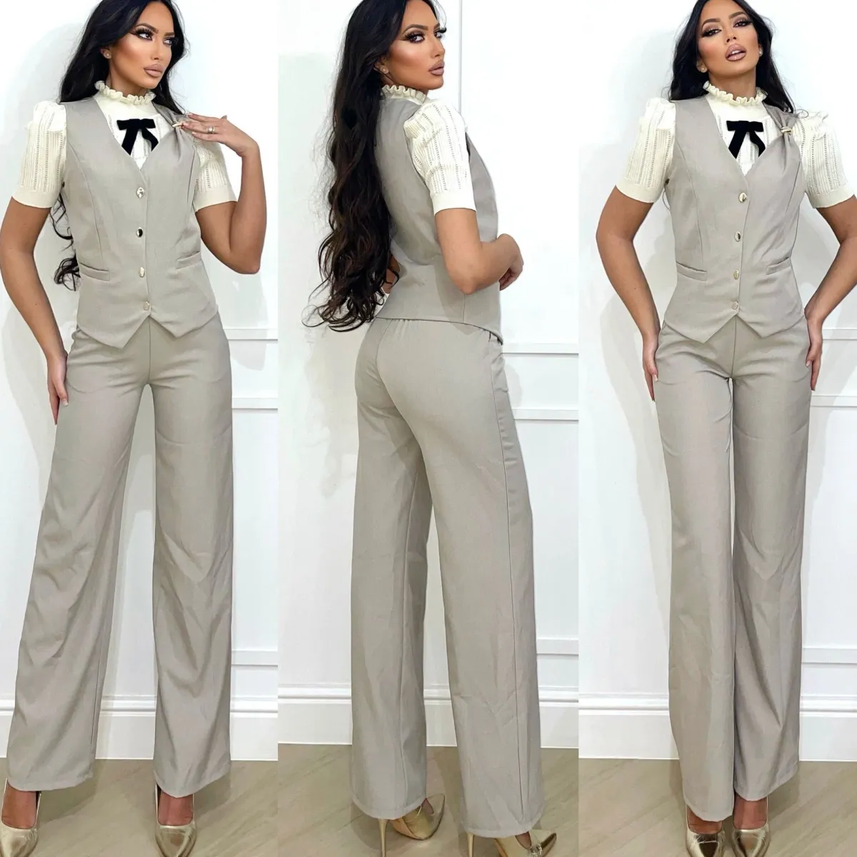 Fashion Completo smanicato e pantalone tortora freddo Completi & Tute