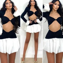 Clearance Completo top e gonna bianco nero Completi & Tute