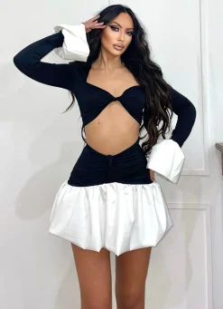 Clearance Completo top e gonna bianco nero Completi & Tute