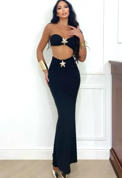 Clearance Completo top e gonna con stella nero Completi & Tute