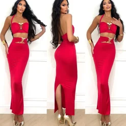 Fashion Completo top e gonna con cuori rosso Completi & Tute