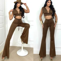 Sale Completo top e pantalone caffè Completi & Tute