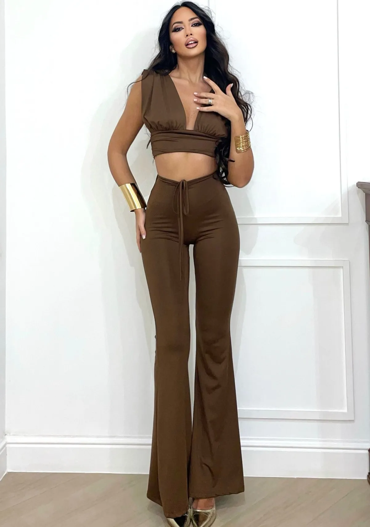 Sale Completo top e pantalone caffè Completi & Tute