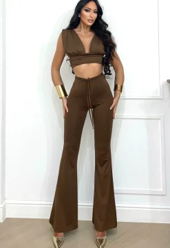 Sale Completo top e pantalone caffè Completi & Tute