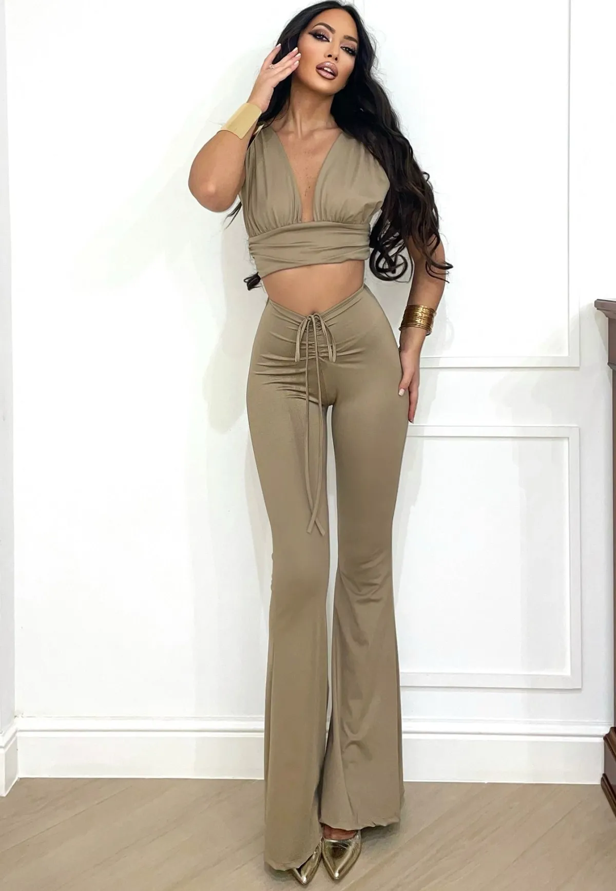 Hot Completo top e pantalone beige Completi & Tute