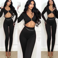 Fashion Completo top e pantalone nero Completi & Tute