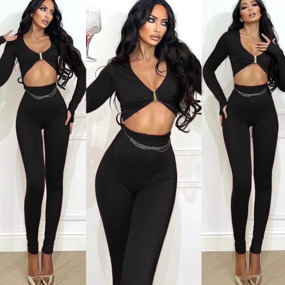 Fashion Completo top e pantalone nero Completi & Tute