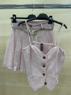 Best Completo top e short con cintura cipria Completi & Tute