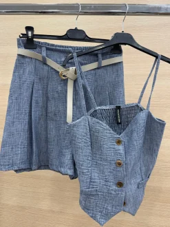 New Completo top e short con cintura color jeans Completi & Tute