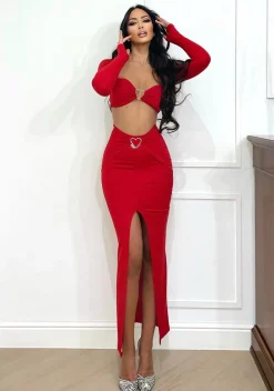 Discount Completo top gonna e coprispalla rosso Completi & Tute