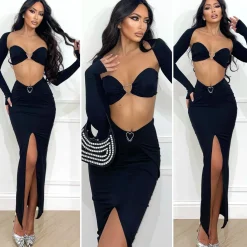 Discount Completo top gonna e coprispalla nero Completi & Tute