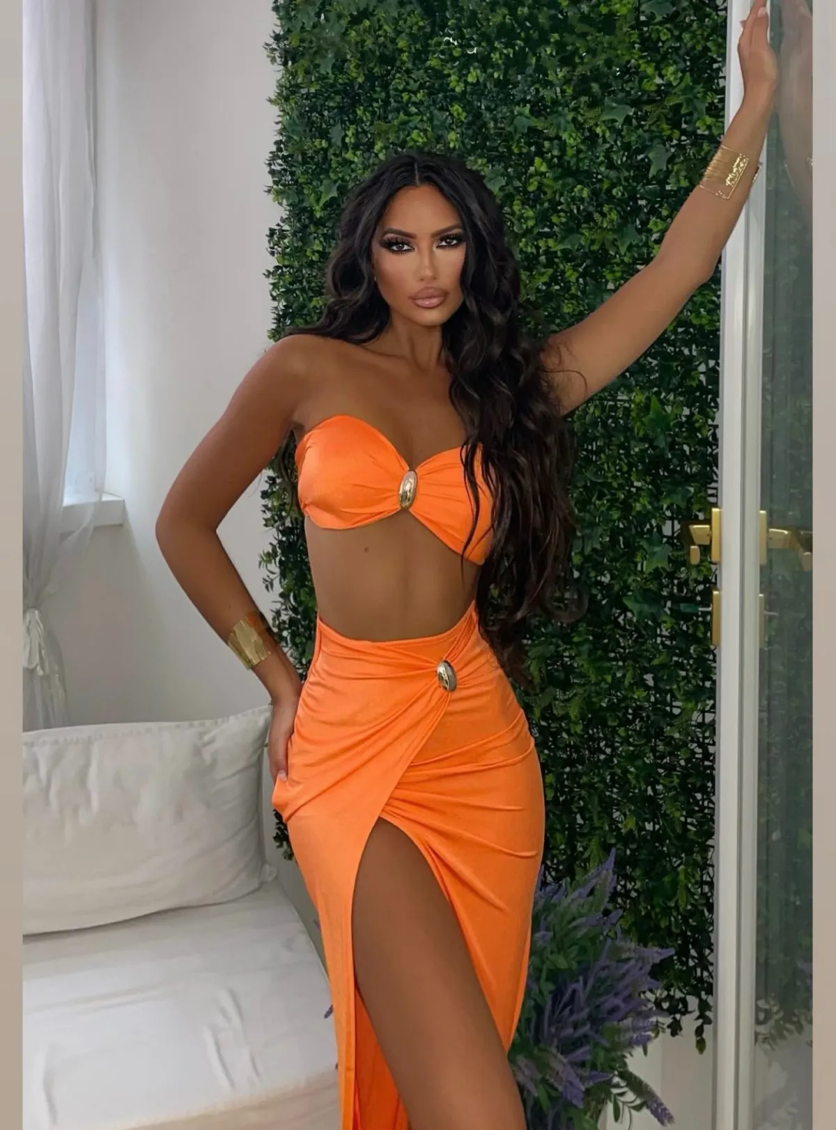 Discount Co-ord arancio con gioielli Completi & Tute
