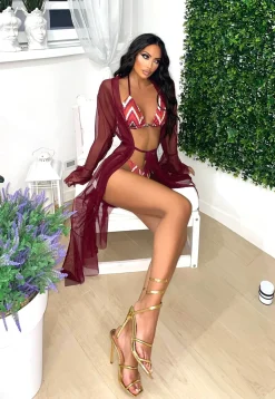 Best Copricostume in velo bordeaux Bikini|Bikini