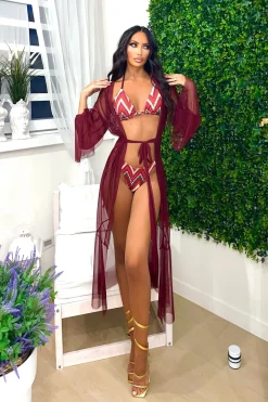 Best Copricostume in velo bordeaux Bikini|Bikini
