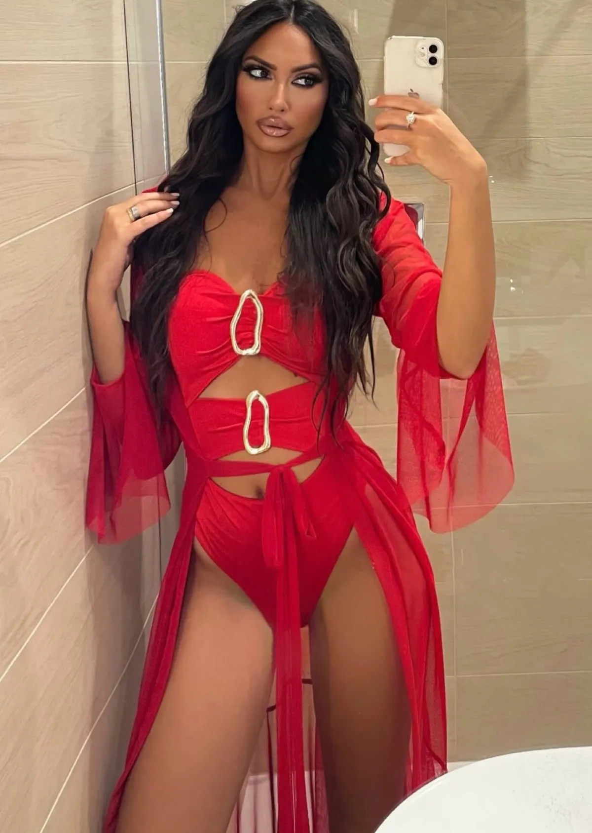 Outlet Copricostume in velo rosso Bikini|Bikini