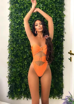 Hot Costume intero con gioiello sul davanti arancio Bikini|Bikini