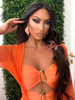 Hot Costume intero con gioiello sul davanti arancio Bikini|Bikini