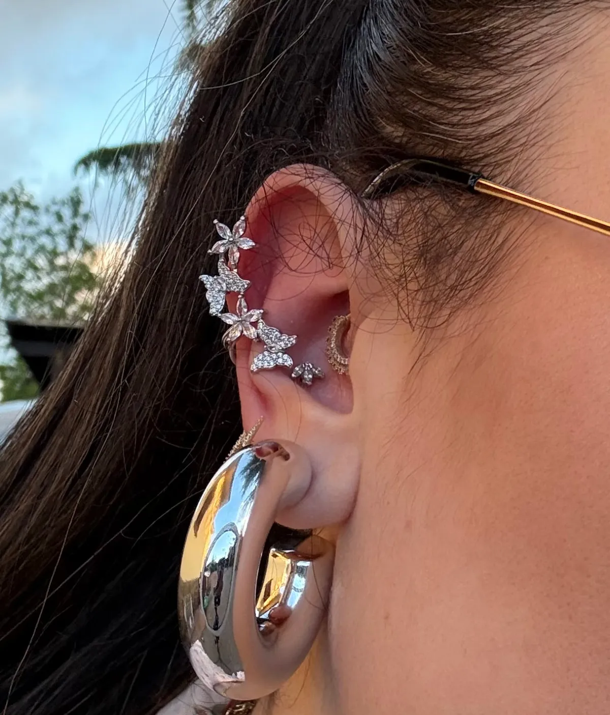 Outlet Ear cuff farfalle silver Orecchini