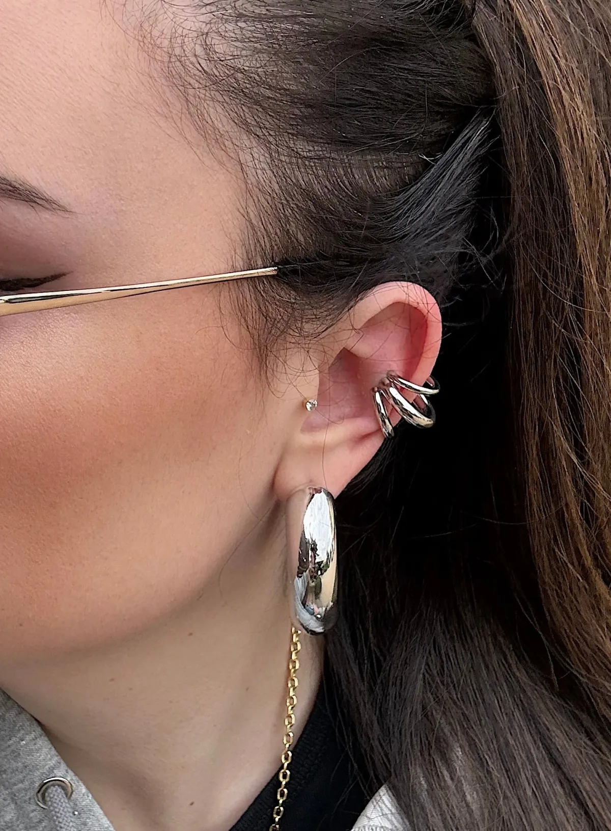 New Ear cuff tre anelli argento Orecchini