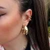 Fashion Ear cuff tre anelli oro Orecchini