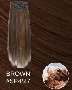 Online Extension 7 clip liscia castano con meches Extension Castane|Code Basi Castane