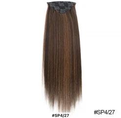Online Extension 7 clip liscia castano con meches Extension Castane|Code Basi Castane